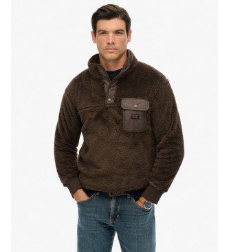 Superdry para hombre. M2014258A Polar High Pile Fleece Half Zip marrón (XXL), Casual, Poliéster