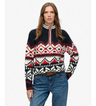 Superdry para mujer. W6110660A Jersey Intarsia marino (S), Casual, Algodón