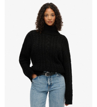 Superdry para mujer. W6110662A Jersey Roll negro (S), Casual, Nylon