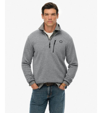 Superdry para hombre. M2014257A Jersey Storm Fleece Half Zip gris oscuro (S), Casual, Poliéster