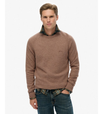 Superdry para hombre. M6110689A Jersey Blend de Lana marrón (XXL), Casual