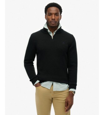 Superdry Jersey con media cremallera Cotton negro