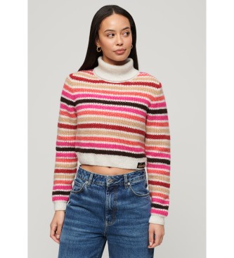 Superdry para mujer. W6110536A Jersey corto de cuello vuelto de rayas multicolor (XS), Casual, Acrílico, Manga larga