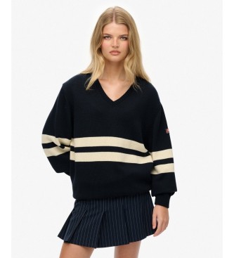 Superdry Jersey de pico Oversized Striped marino