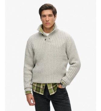 Superdry Jersey Henley Vintage Ribbed gris