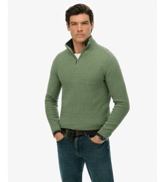 Superdry para hombre. M6110682A Jersey Texture Half Zip verde (3XL), Casual, Algodón
