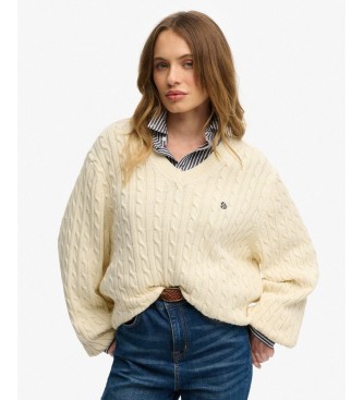 Superdry Jersey Oversized Cable blanco roto