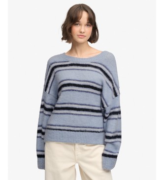 Superdry para mujer. W6110738A Jersey Slouchy Brushed Stripe azul claro (L), Casual, Manga larga, Tela