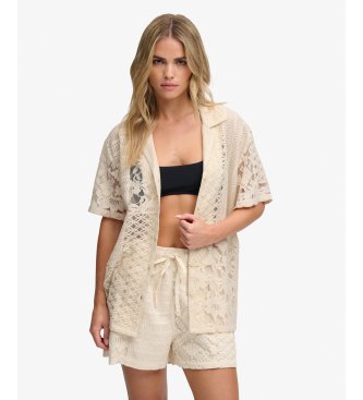 Superdry Camisa de Encaje Resort beige