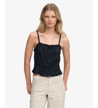 Para mujer. W6012218A Top camisola encaje (L), Casual, Algodón, Sin mangas / Tirantes