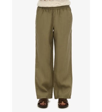 Superdry para mujer. W7011182A Pantalón de Lino verde (L), Casual