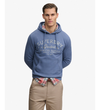 Superdry para hombre. M2014448A Sudadera Lo-Fi Dockside azul (M), Casual, Algodón