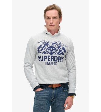 Superdry para hombre. M2013716A Sudadera Lo-Fi Outdoors Graphic Crew gris (L), Casual, Algodón Orgánico, Sostenible