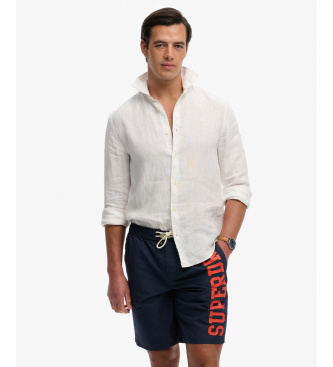 Superdry para hombre. M3010268A Bañador Logo 19 Boardshort marino (L), Beachwear, Poliéster Reciclado