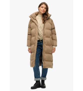 Superdry para mulher. W5011801A Casaco comprido castanho acolchoado com capuz (XS), Casual, Poliéster, Sustentável