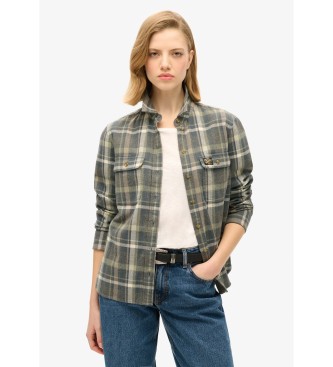 Superdry Camisa de leñador de franela a cuadros azul