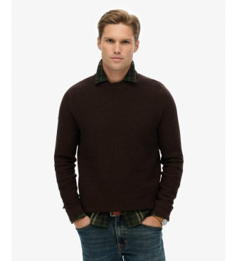 Superdry para hombre. M6110681A Jersey Light Texture marrón oscuro (L), Casual, Algodón, Manga corta