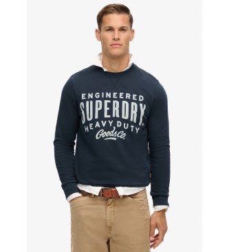 Superdry para hombre. M2013793A Sudadera con cuello redondo Machined Goods Workwear marino (M), Casual, Algodón