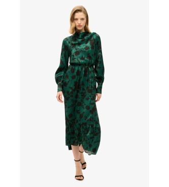 Superdry Vestido largo de jacquard con cuello vuelto verde
