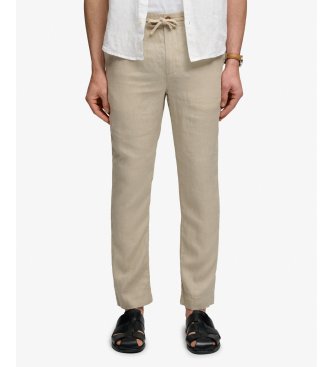 Superdry Pantalón Merchant Linen Pant beige