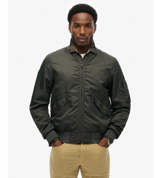 Superdry para hombre. M5012221A Chaqueta Bomber Merchant verde (XL), Casual, Sostenible, Nylon reciclado