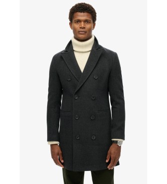 Superdry för män. M5011885A Merchant Town Coat svart (L), Casual, Ull