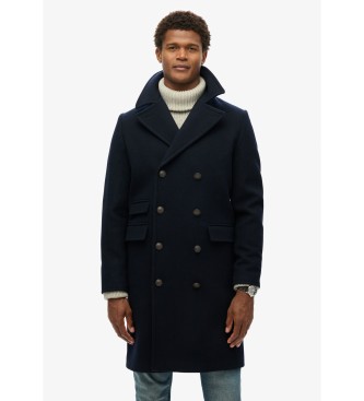 Superdry para hombre. M5011884A Abrigo Merchant Long marino (M), Casual, Lana, Clásico