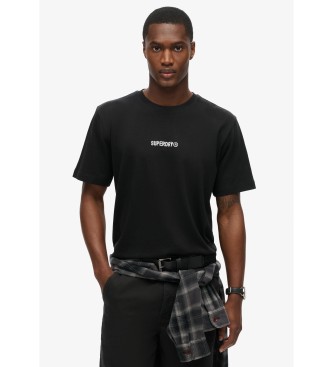 Superdry para hombre. M1012028A Camiseta micrologotipo estampado negro (S), Casual, Algodón, Manga corta