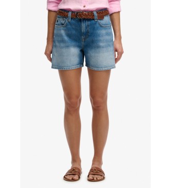 Superdry para mujer. W7110491A Shorts Mid Rise azul (30), Casual, Algodón, Denim