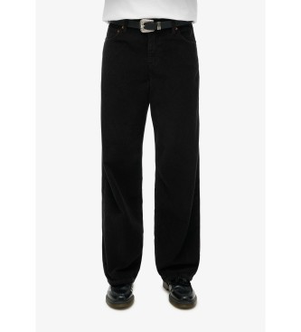 Superdry para mujer. W7011108A Pantalón de pana de talle medio y pernera ancha negro (26/32), Casual, Algodón