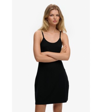 Superdry para mujer. W8012113A Vestido Mini Cami negro (XL), Casual, Viscosa, Sin mangas / Tirantes