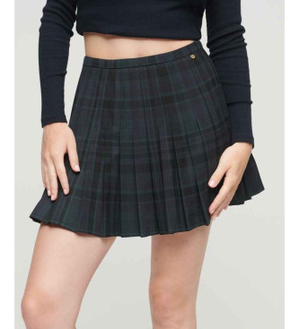 Superdry para mujer. W7210208A Minifalda plisada a cuadros negro (L), Casual, Poliéster
