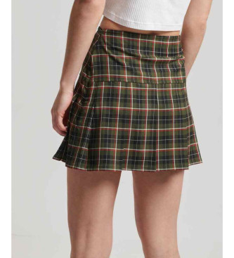 Superdry para mujer. W7210239A Minifalda plisada de tweed Vintage verde (S), Casual, Poliéster