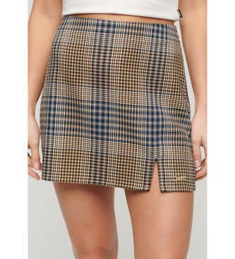 Superdry para mujer. W7210321A Minifalda a cuadros beige (XXS), Casual, Poliéster