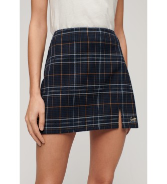 Superdry para mujer. W7210321A Minifalda a cuadros marino (XXS), Casual, Poliéster