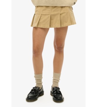 Superdry para mujer. W7210244A Minifalda Plisada De Pana Con Logotipo Vintage Logo beige (L), Casual, Algodón