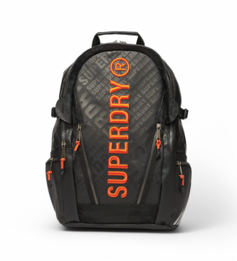 Superdry para mujer. W9110392A Mochila de lona con estampado integral negro (OSFA), Casual, Poliéster