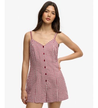 Superdry för kvinnor. W8012138A Gingham cami jumpsuit röd (XS), Casual, Bomull