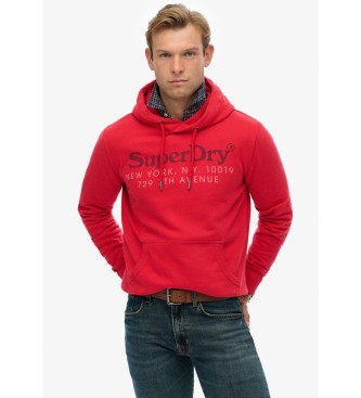 Superdry para hombre. M2014393A Sudadera NY Venue rojo (L), Casual, Algodón