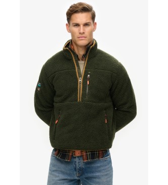 Superdryvoor mannen. M2014149A Half Rits Fleece Outdoor Groen (M), Casual, Polyester