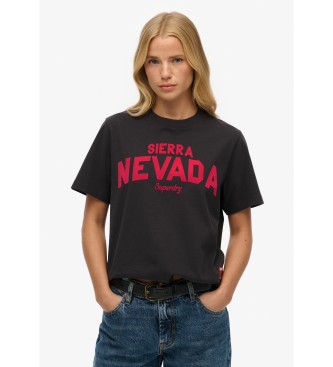 Superdry para mujer. W1011829A Camiseta Outdoor Location negro (L), Casual, Algodón, Manga corta