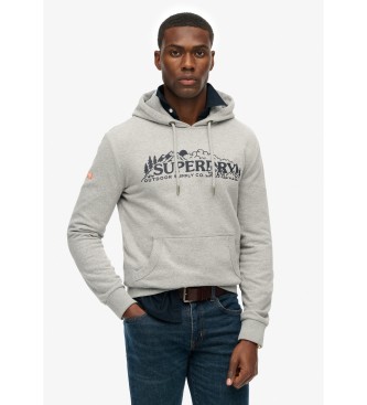 Superdry para hombre. M2014379A Sudadera Outdoor Scene Relaxed Hood gris (XXL), Casual, Sostenible, Algodón Reciclado