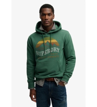 Superdry para hombre. M2014451A Sudadera Mountain verde (XL), Casual, Algodón