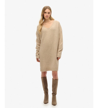 Superdry para mujer. W8011762A Vestido Oversized beige (XS), Casual, Acrílico, Manga larga