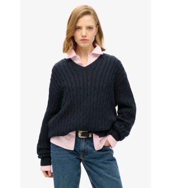 Superdry para mujer. W6110588A Jersey Oversize Cable marino (L/XL), Casual, Algodón