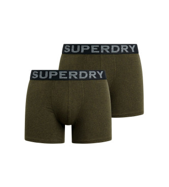 Superdry para hombre. M3110453B Pack de 2 Bóxers Text verde (S), Homewear, Algodón