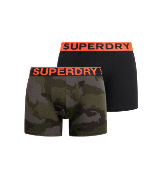 Superdry para hombre. M3110453A Pack de 2 Bóxers Elegant negro, verde (M), Homewear, Gris, Camuflaje, Algodón