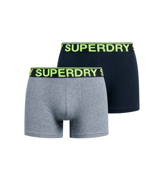 Superdry para hombre. M3110461A Pack de 2 Bóxers Clásicos gris, marino (L), Homewear, Algodón