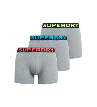 Superdry para hombre. M3110452B Pack de 3 Bóxers Texto gris (S), Homewear, Algodón