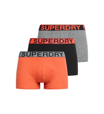 Superdry para hombre. M3110450B Pack de 3 Bóxers Marca naranja, gris, negro (S), Homewear, Algodón